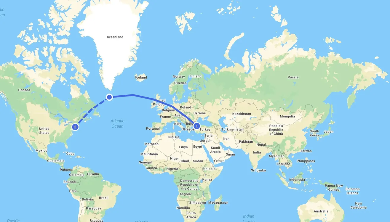Aperçu de la carte de suivi intégrée montrant un itinéraire de fret aérien sur une carte du monde